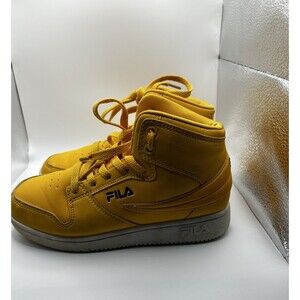 FILA Girls yellow White High Top Lace Up Sneakers US 2y Athletic Shoes